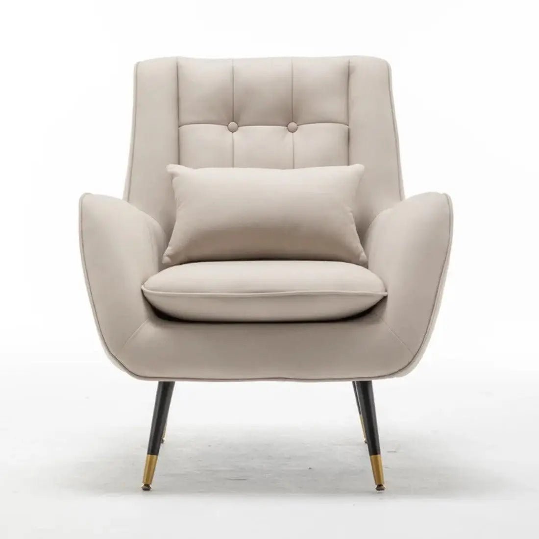 Classic Off - White Thick Padded Velvet Sofa Lounge Chair with Cushion - Decor Smart