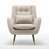 Classic Off - White Thick Padded Velvet Sofa Lounge Chair with Cushion - Decor Smart