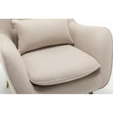 Classic Off - White Thick Padded Velvet Sofa Lounge Chair with Cushion - Decor Smart