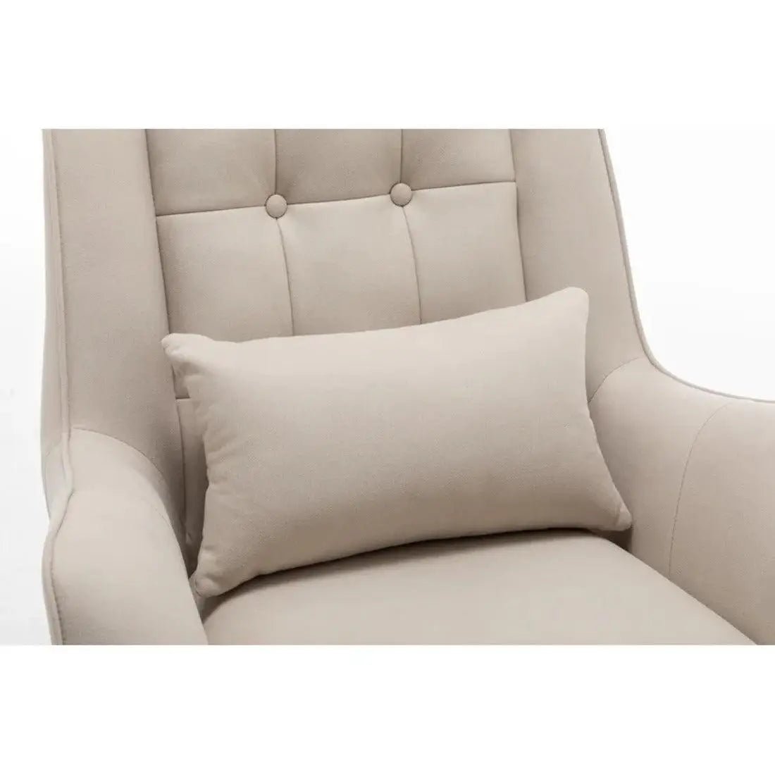 Classic Off - White Thick Padded Velvet Sofa Lounge Chair with Cushion - Decor Smart
