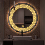 Classic Pattern Design Art LED Rounded Shape Bathroom Wall Mirror - Decor Smart