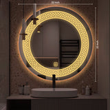 Classic Pattern Design Art LED Rounded Shape Bathroom Wall Mirror - Decor Smart