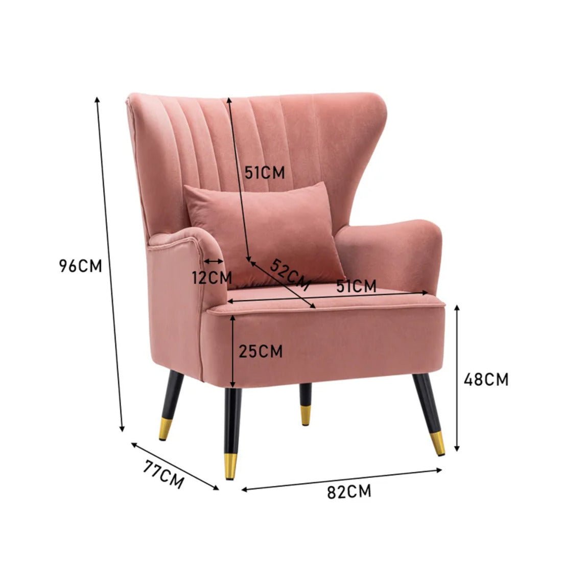 Classic Peach Chic Tufted Sofa Lounge Chair with Cushion - Decor Smart