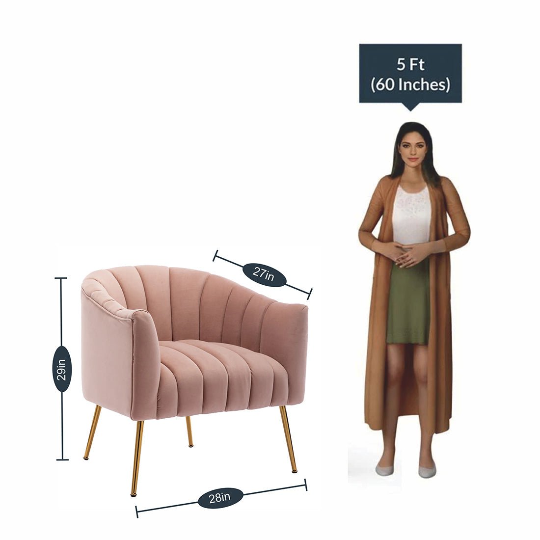 Classic Pink Tufted Velvet Sofa Lounge Chair - Decor Smart