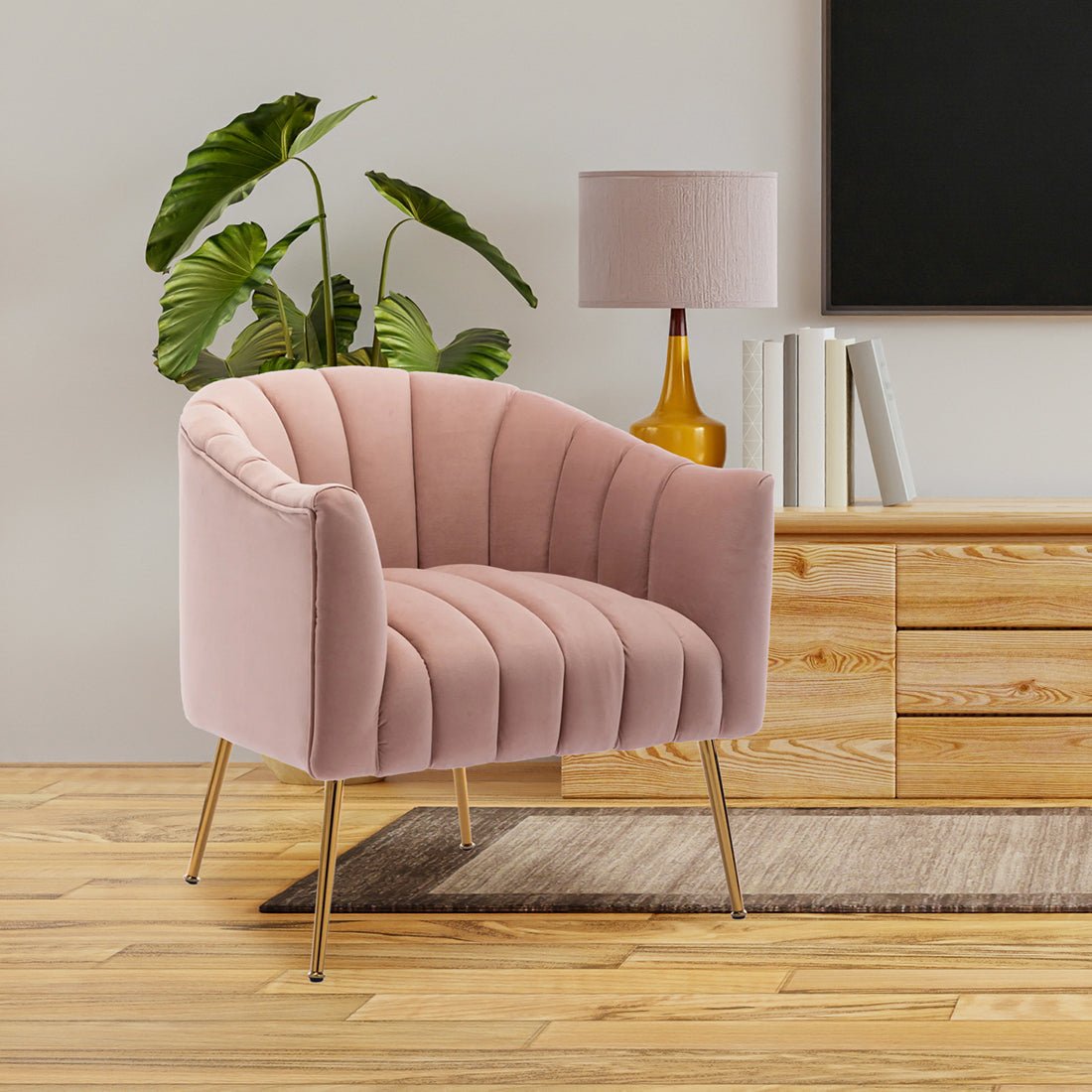 Classic Pink Tufted Velvet Sofa Lounge Chair - Decor Smart