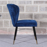 Classic Royal Blue Luxury Velvet & Iron Dining Accent Chair - Decor Smart