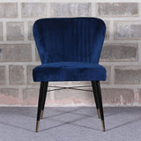 Classic Royal Blue Luxury Velvet & Iron Dining Accent Chair - Decor Smart