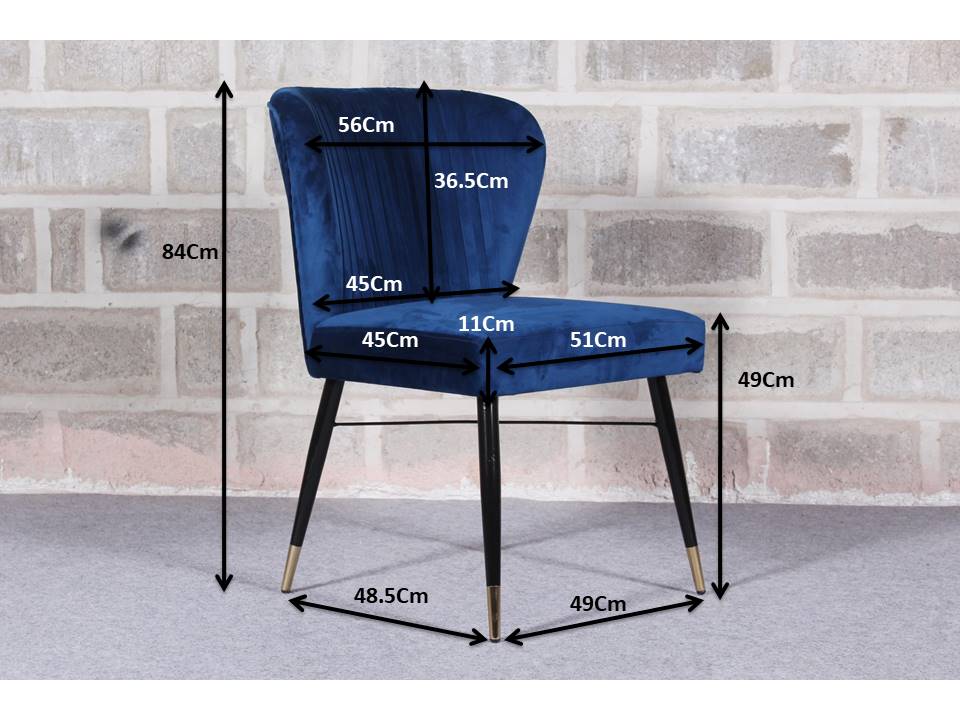 Classic Royal Blue Luxury Velvet & Iron Dining Accent Chair - Decor Smart