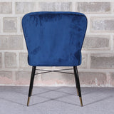 Classic Royal Blue Luxury Velvet & Iron Dining Accent Chair - Decor Smart