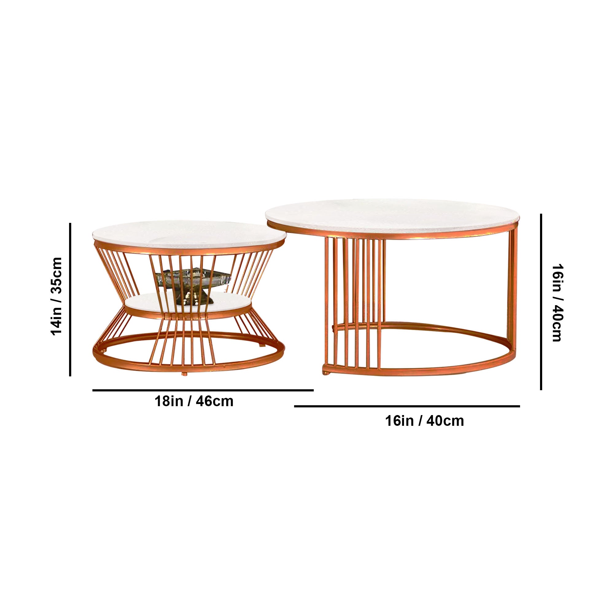 Classic Style Complementing Copper Coffee Table Set of 2 - Decor Smart