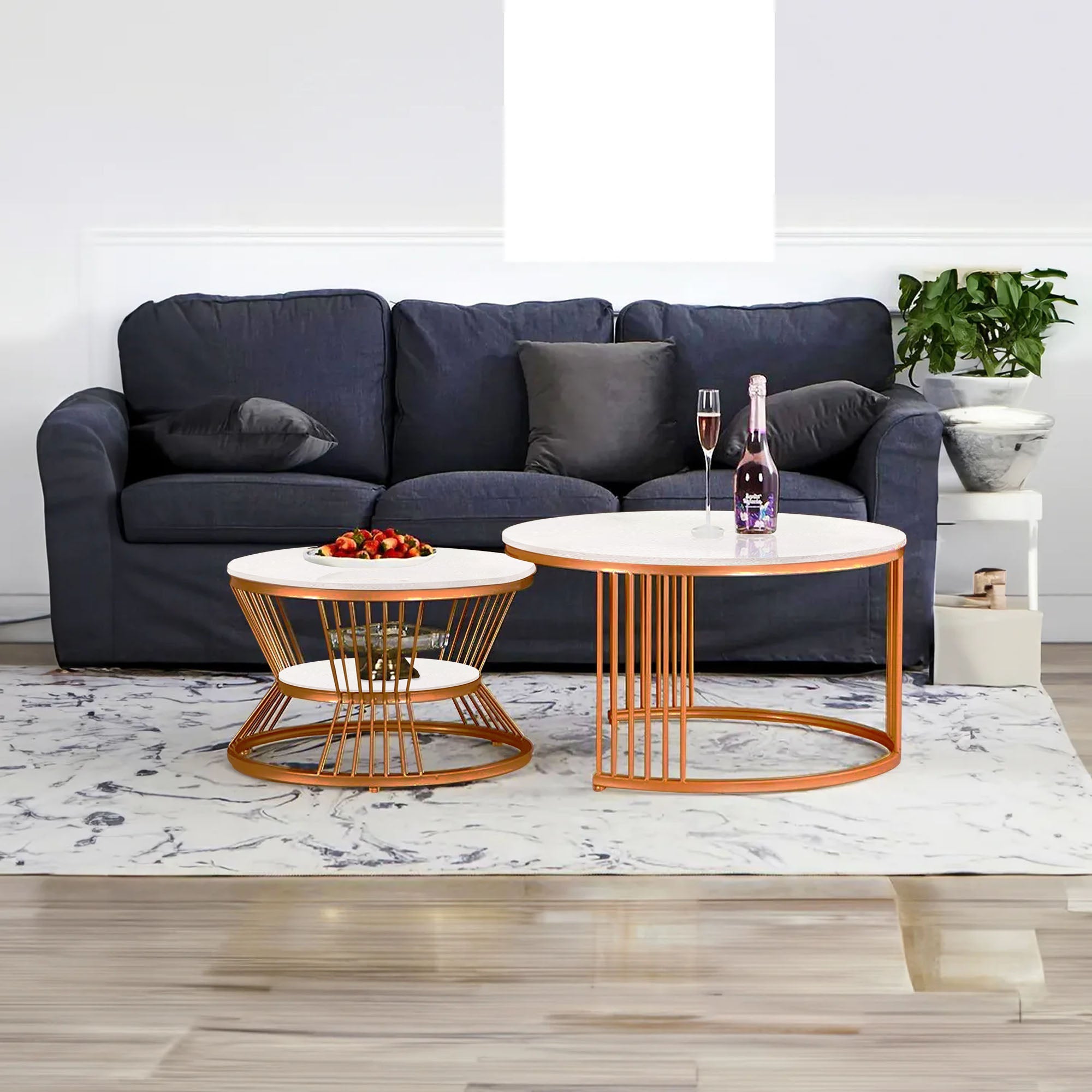 Classic Style Complementing Copper Coffee Table Set of 2 - Decor Smart