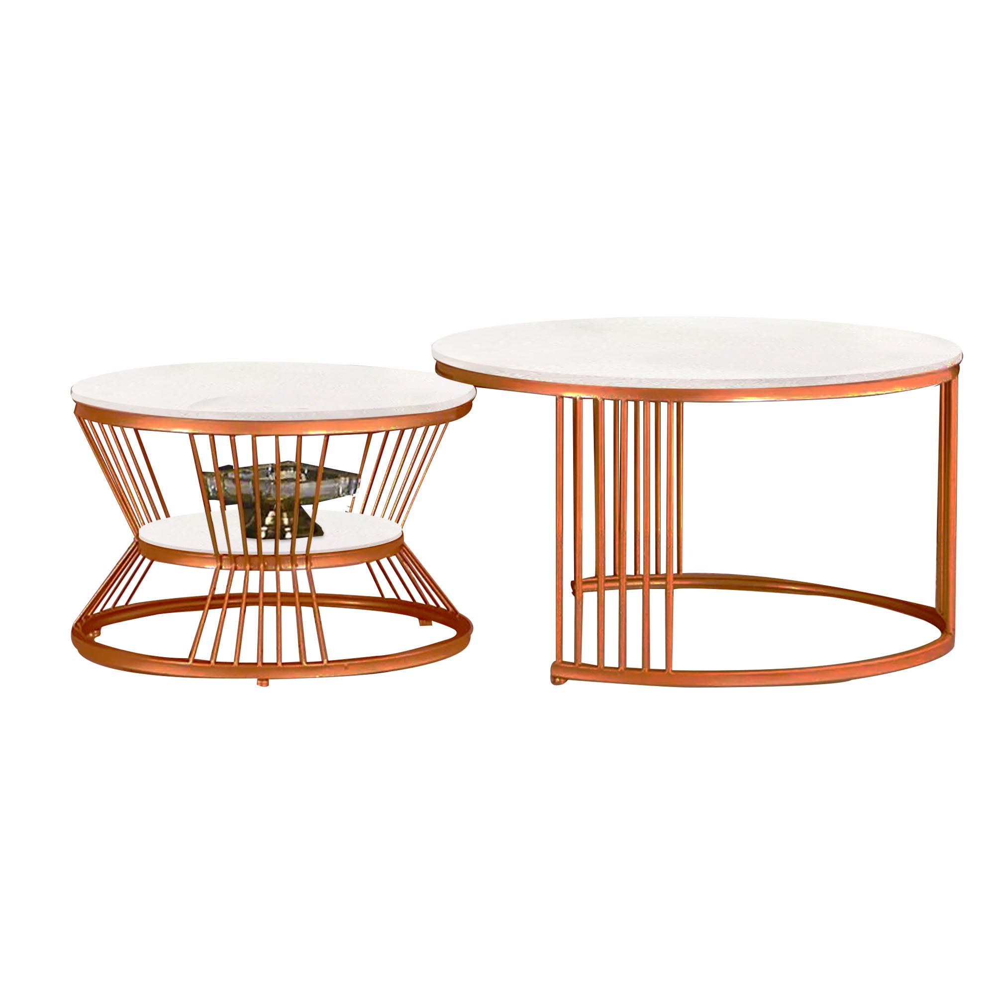 Classic Style Complementing Copper Coffee Table Set of 2 - Decor Smart