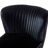 Classic Style Curved Back Black Velvet Accent Chair - Decor Smart