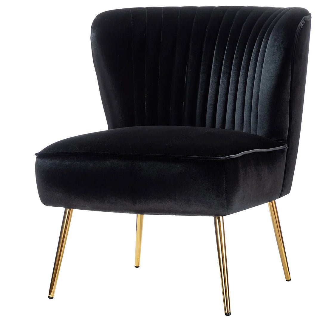 Classic Style Curved Back Black Velvet Accent Chair - Decor Smart