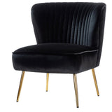 Classic Style Curved Back Black Velvet Accent Chair - Decor Smart