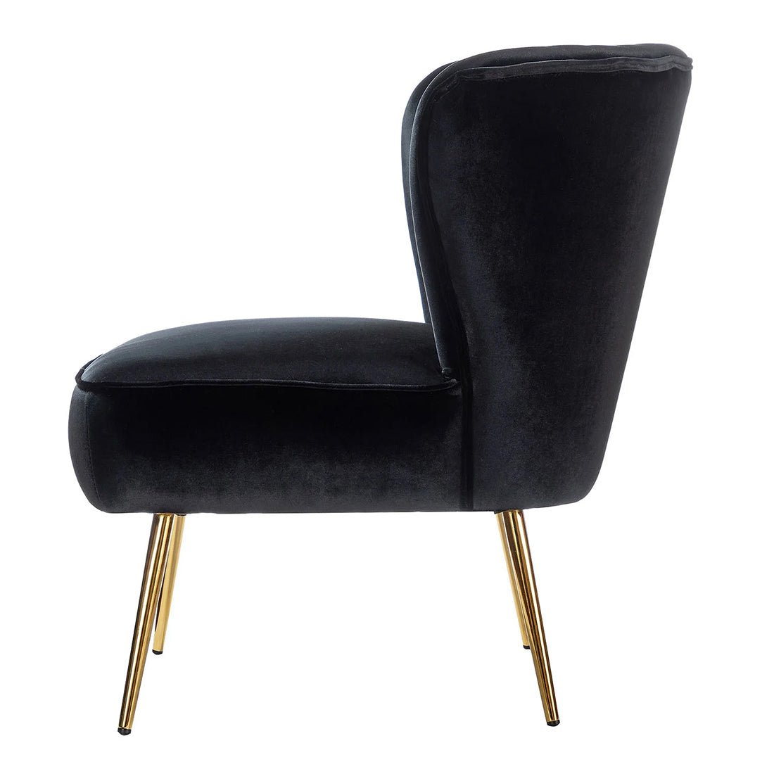 Classic Style Curved Back Black Velvet Accent Chair - Decor Smart