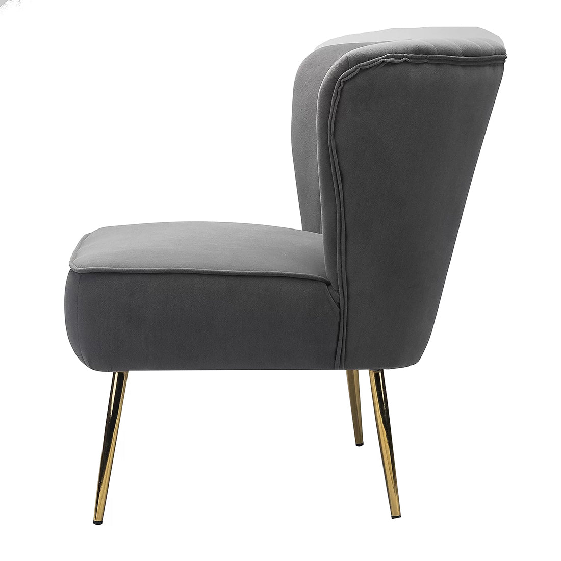 Classic Style Curved Back Grey Velvet Accent Chair - Decor Smart
