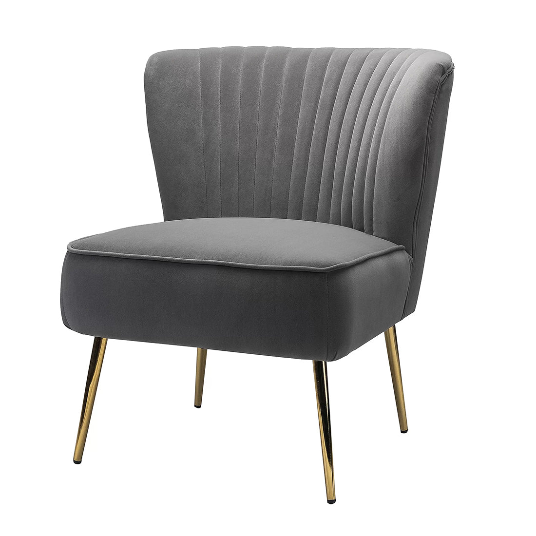 Classic Style Curved Back Grey Velvet Accent Chair - Decor Smart