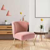 Classic Style Curved Back Pink Velvet Accent Chair - Decor Smart