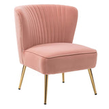 Classic Style Curved Back Pink Velvet Accent Chair - Decor Smart