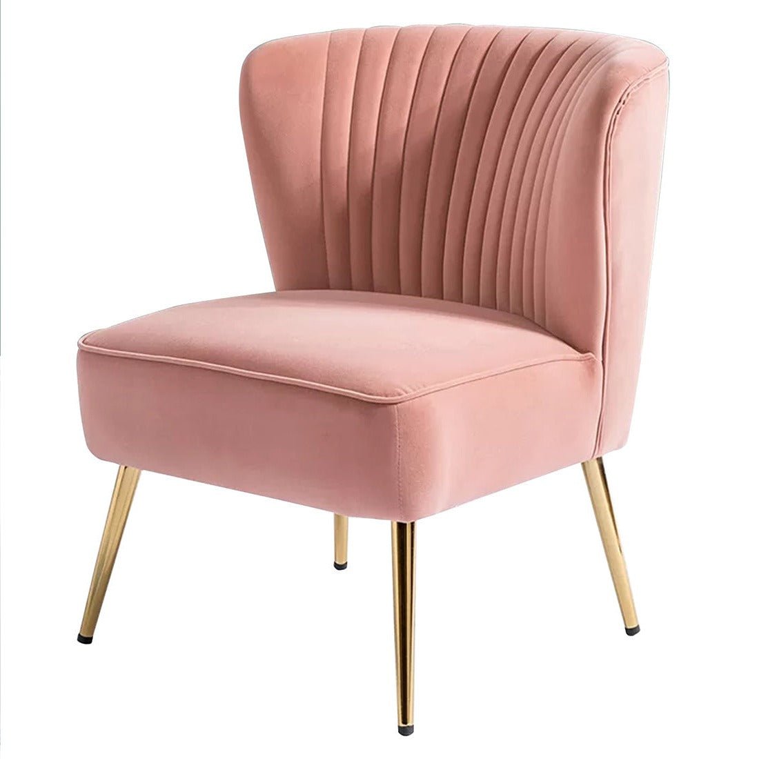 Classic Style Curved Back Pink Velvet Accent Chair - Decor Smart