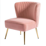 Classic Style Curved Back Pink Velvet Accent Chair - Decor Smart