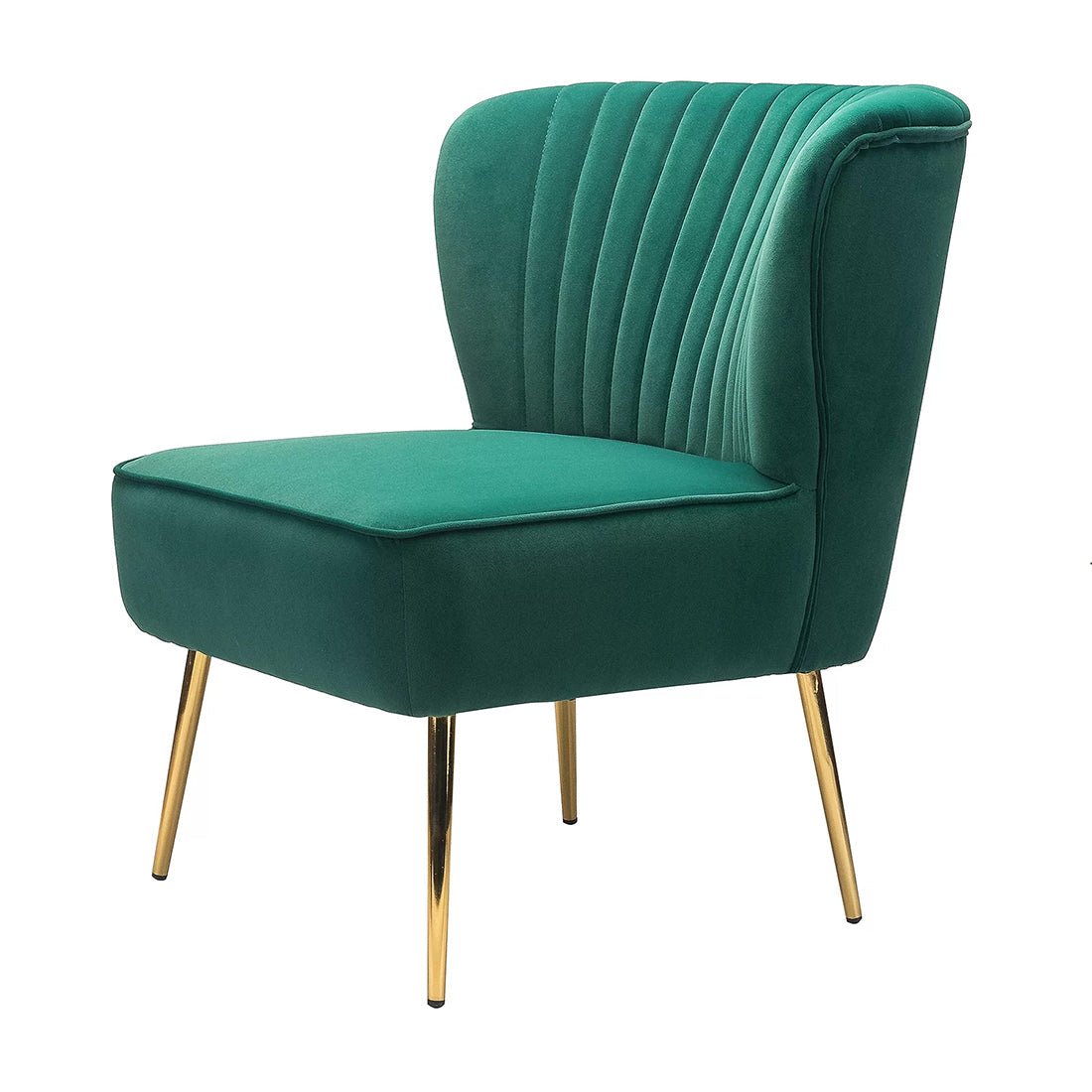 Classic Style Curved Back Teal Velvet Lounge Chair - Decor Smart