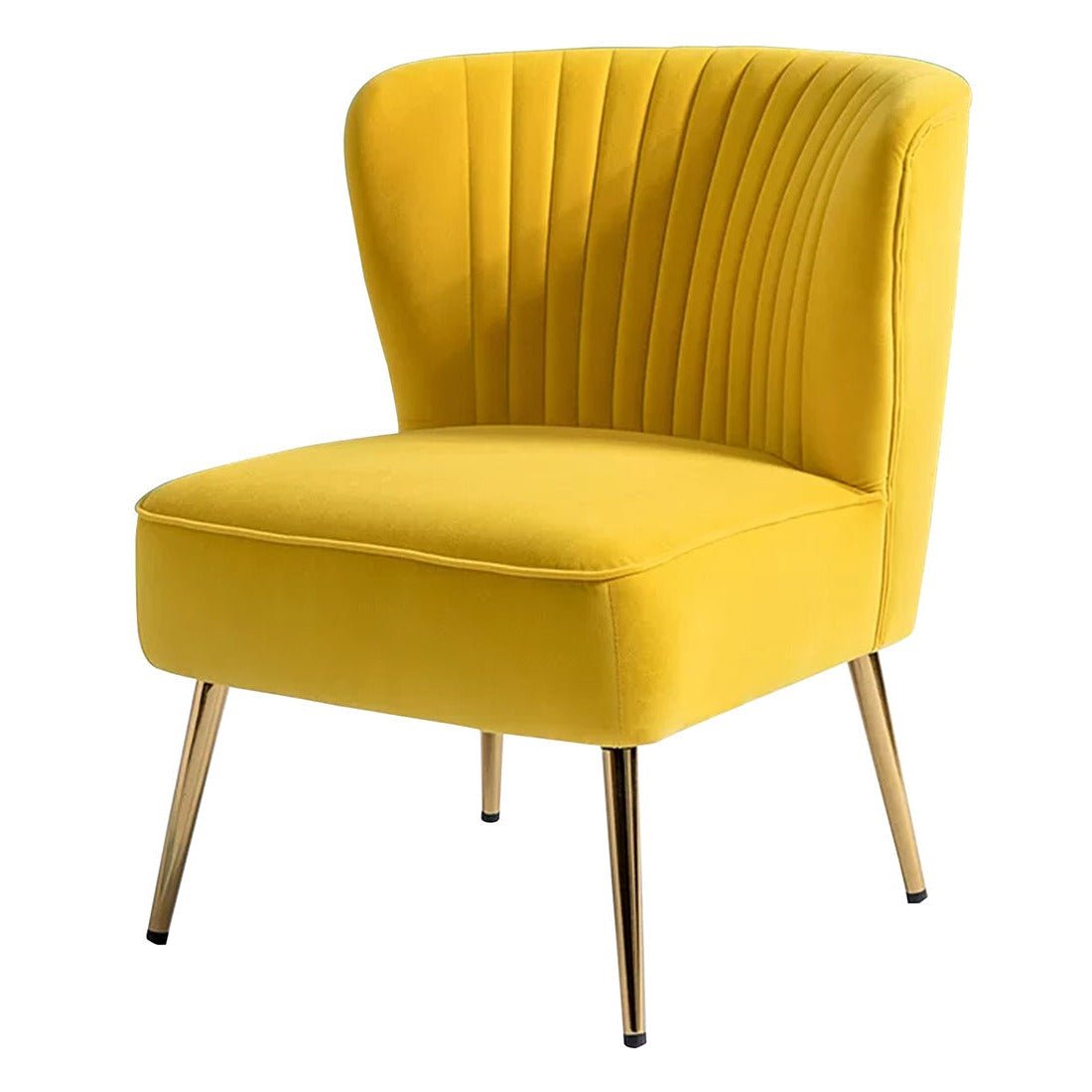 Classic Style Curved Back Yellow Velvet Accent Chair - Decor Smart