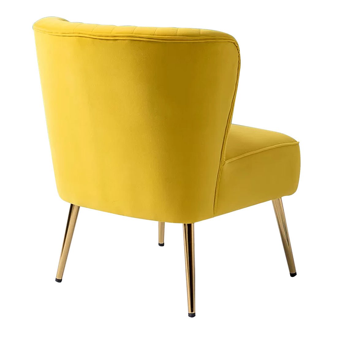 Classic Style Curved Back Yellow Velvet Accent Chair - Decor Smart