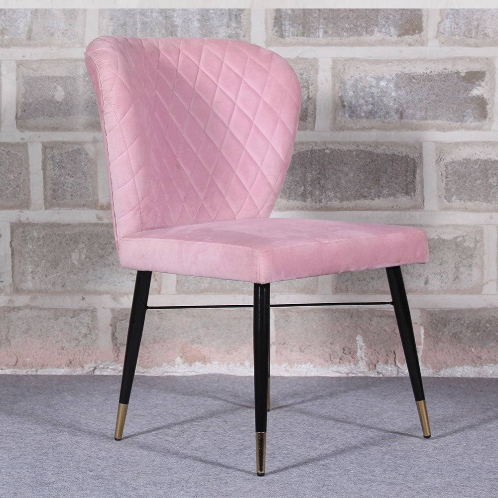 Classic Style Pink Velvet & Iron Dining Accent Chair - Decor Smart