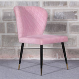 Classic Style Pink Velvet & Iron Dining Accent Chair - Decor Smart
