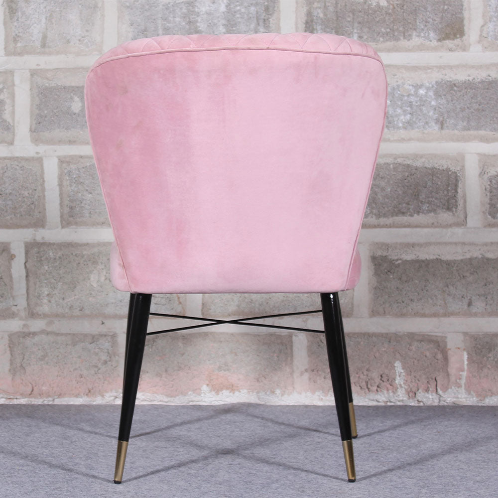 Classic Style Pink Velvet & Iron Dining Accent Chair - Decor Smart