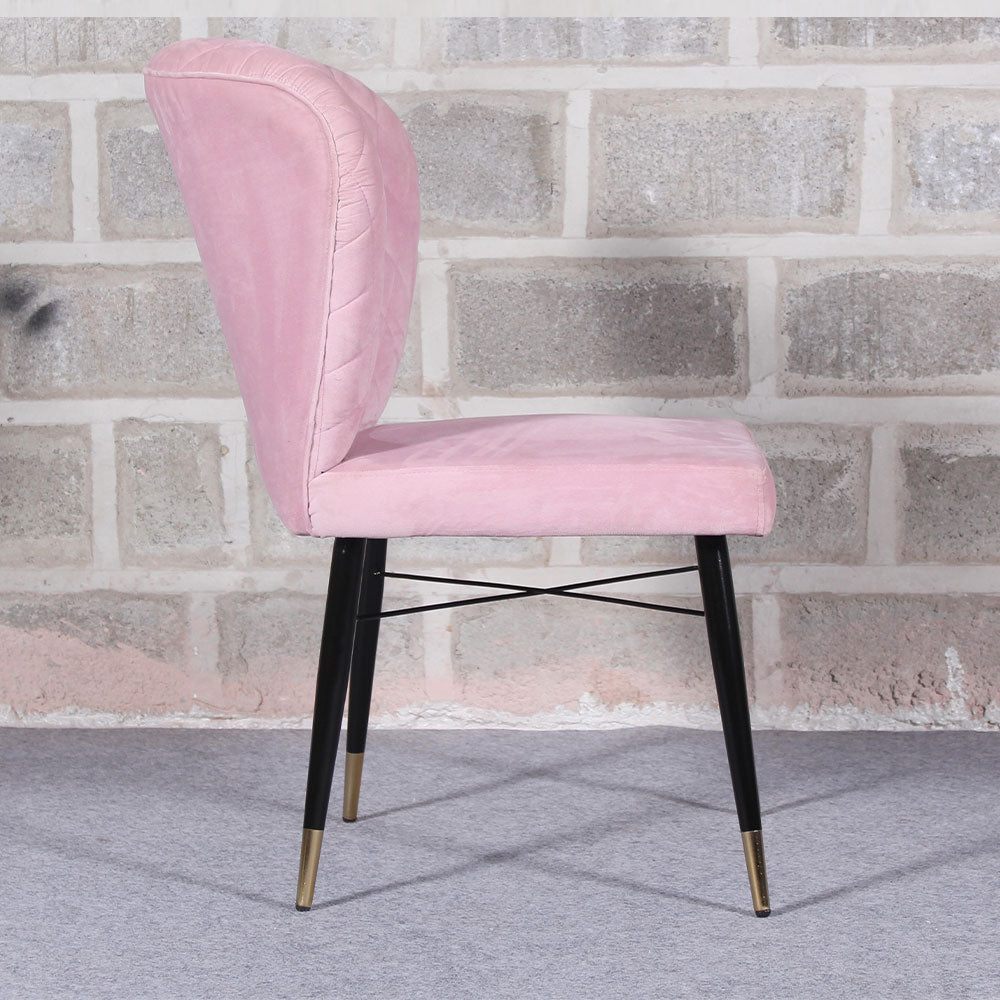 Classic Style Pink Velvet & Iron Dining Accent Chair - Decor Smart