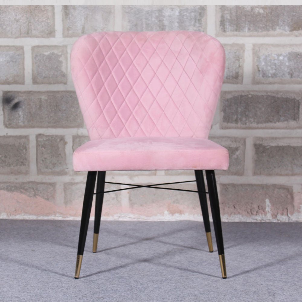 Classic Style Pink Velvet & Iron Dining Accent Chair - Decor Smart