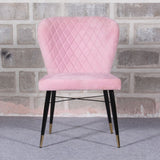 Classic Style Pink Velvet & Iron Dining Accent Chair - Decor Smart