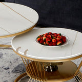 Classic Style White Marble Complementing Golden Coffee Table Set of 2 - Decor Smart