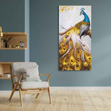 Classic Wall Painting of A Golden Feather Peacock - Decor Smart