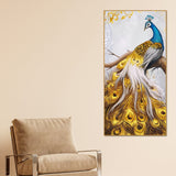 Classic Wall Painting of A Golden Feather Peacock - Decor Smart