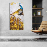 Classic Wall Painting of A Golden Feather Peacock - Decor Smart