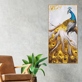 Classic Wall Painting of A Golden Feather Peacock - Decor Smart