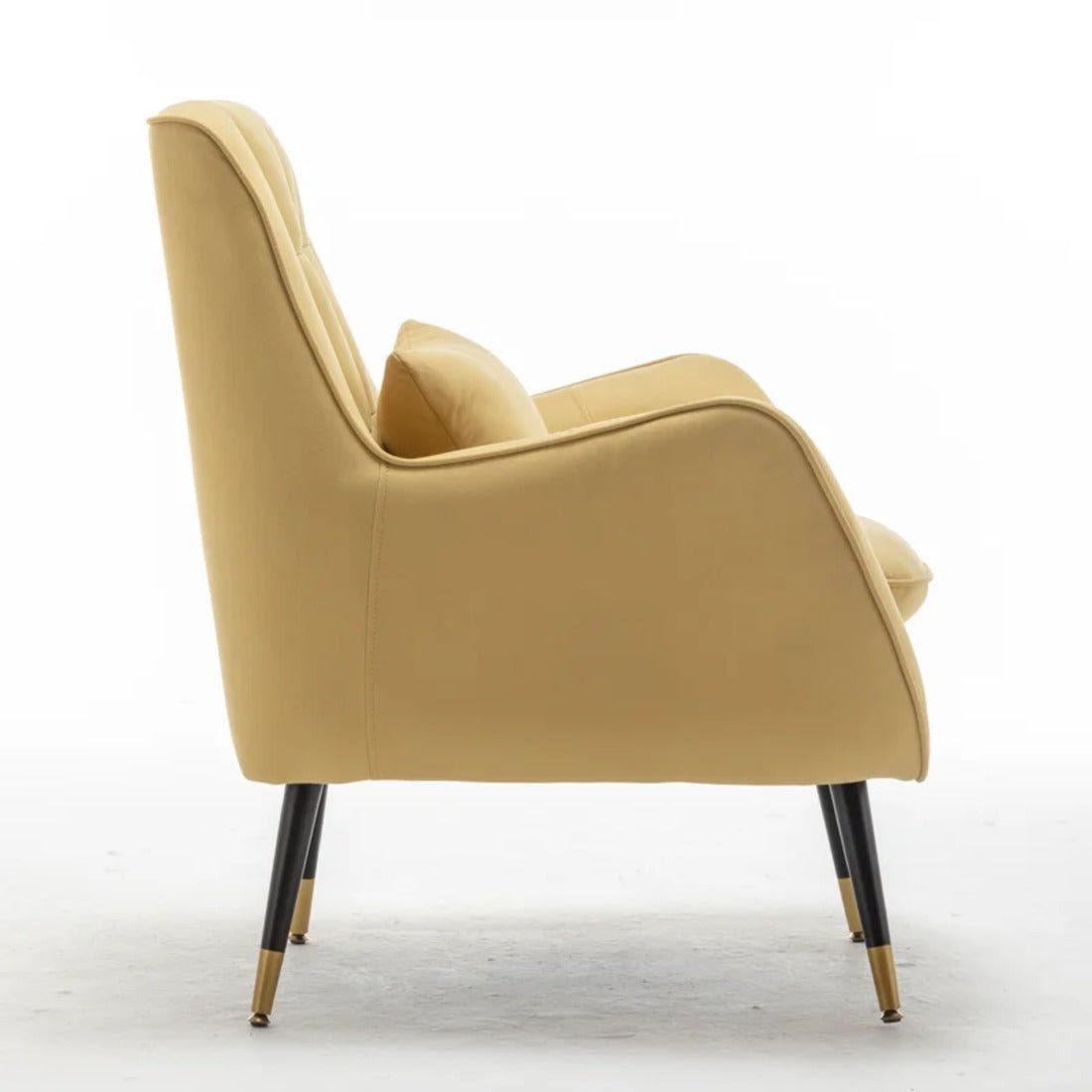 Classic Yellow Thick Padded Velvet Sofa Lounge Chair with Cushion - Decor Smart