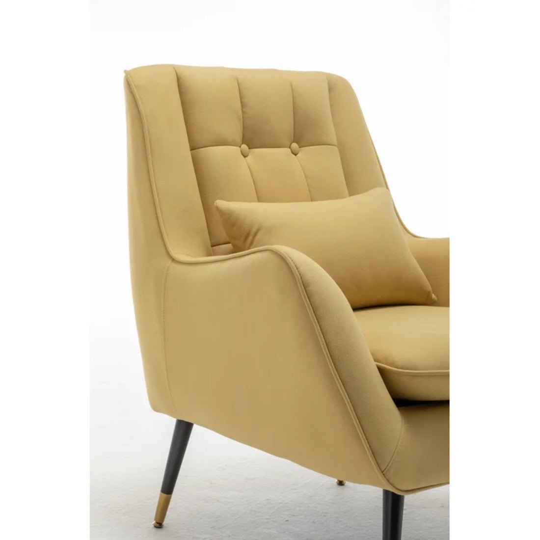 Classic Yellow Thick Padded Velvet Sofa Lounge Chair with Cushion - Decor Smart