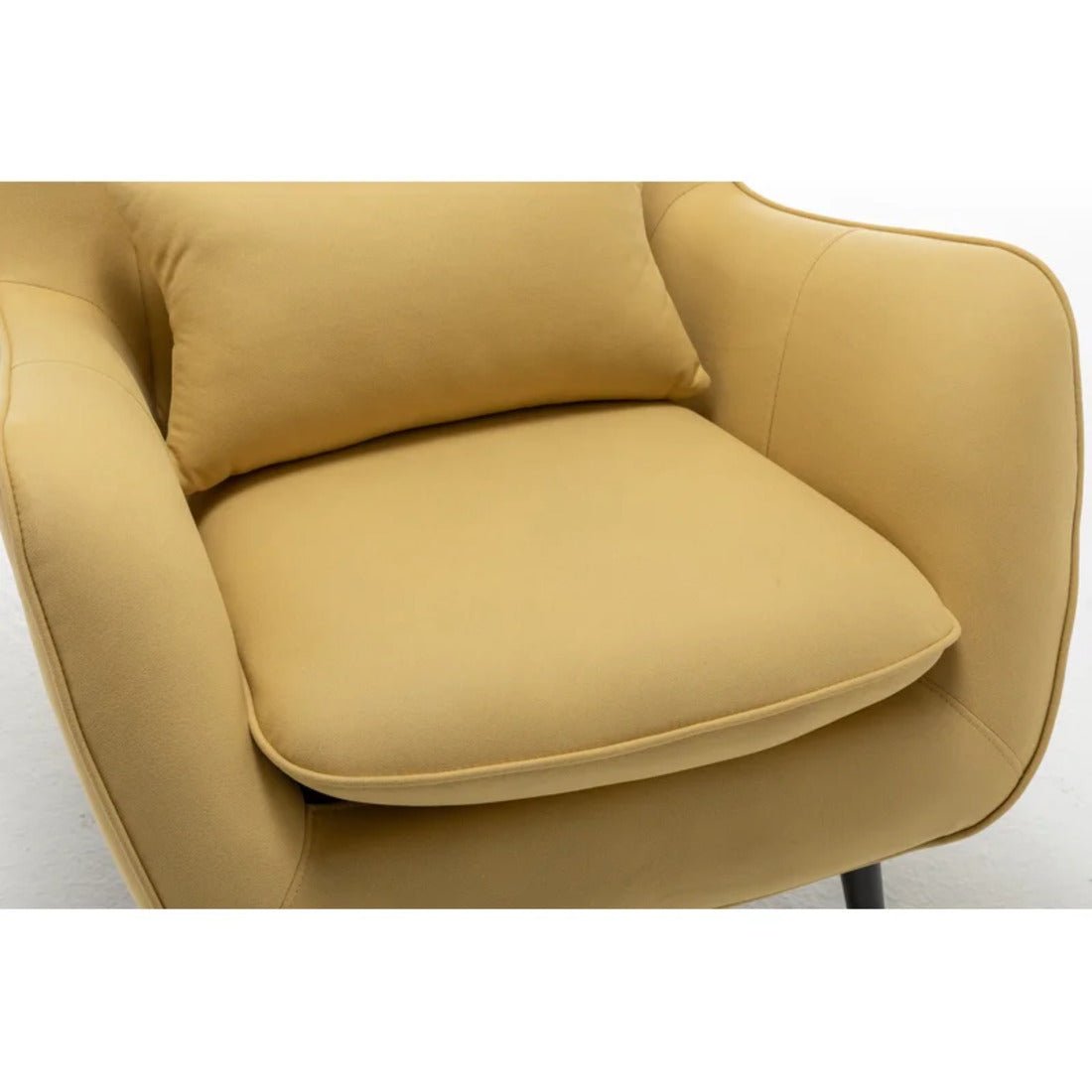 Classic Yellow Thick Padded Velvet Sofa Lounge Chair with Cushion - Decor Smart