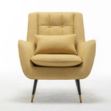 Classic Yellow Thick Padded Velvet Sofa Lounge Chair with Cushion - Decor Smart