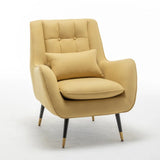 Classic Yellow Thick Padded Velvet Sofa Lounge Chair with Cushion - Decor Smart