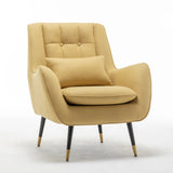 Classic Yellow Thick Padded Velvet Sofa Lounge Chair with Cushion - Decor Smart