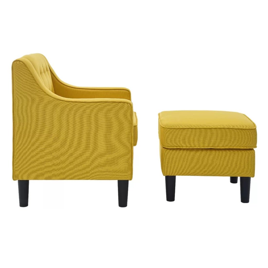 Classic Yellow Tufted Comfy Lounge Chair with Ottoman - Decor Smart