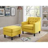 Classic Yellow Tufted Comfy Lounge Chair with Ottoman - Decor Smart