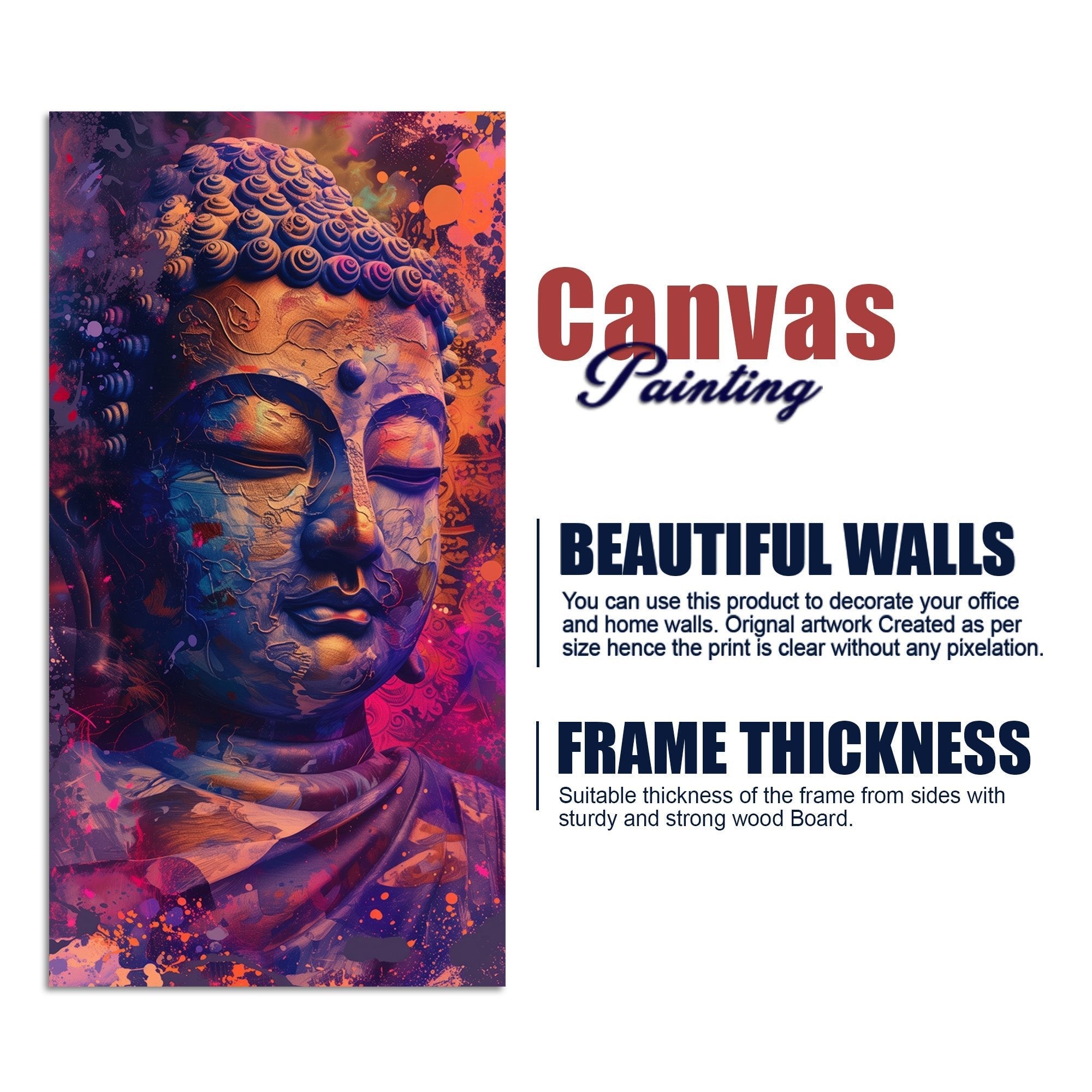 Close up of Lord Buddha Statue Canvas Wall Painting - Decor Smart