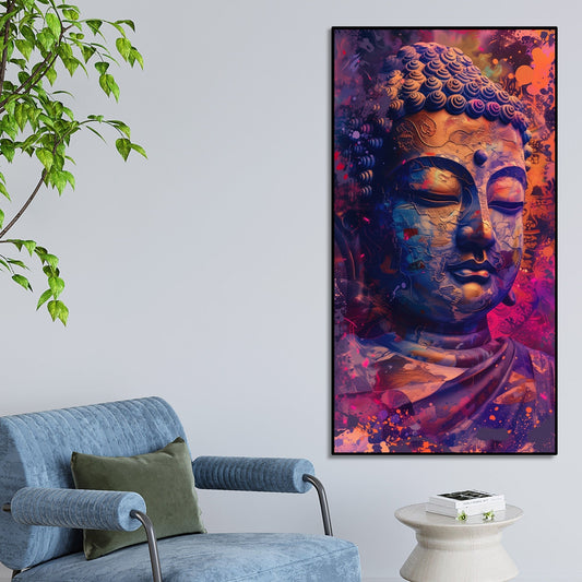 Close up of Lord Buddha Statue Canvas Wall Painting - Decor Smart